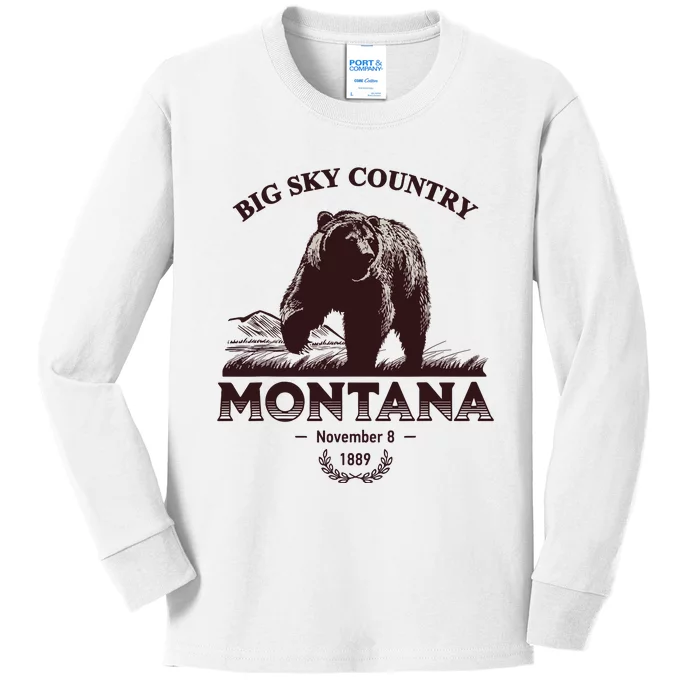 Montana State Big Sky Country Country Kids Long Sleeve Shirt