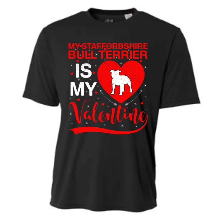 My Staffordshire Bull Terrier Is My Valentine Great Gift Cooling Performance Crew T-Shirt