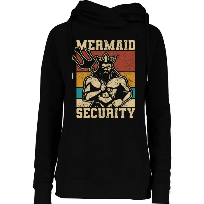 Mermaid Security Bday Costume Merman Birthday Party Outfit Womens Funnel Neck Pullover Hood