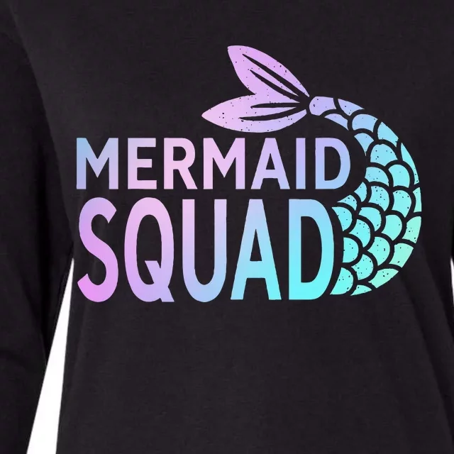 Mermaid Squad Birthday Squad for Party Mom Mama Womens Cotton Relaxed Long Sleeve T-Shirt