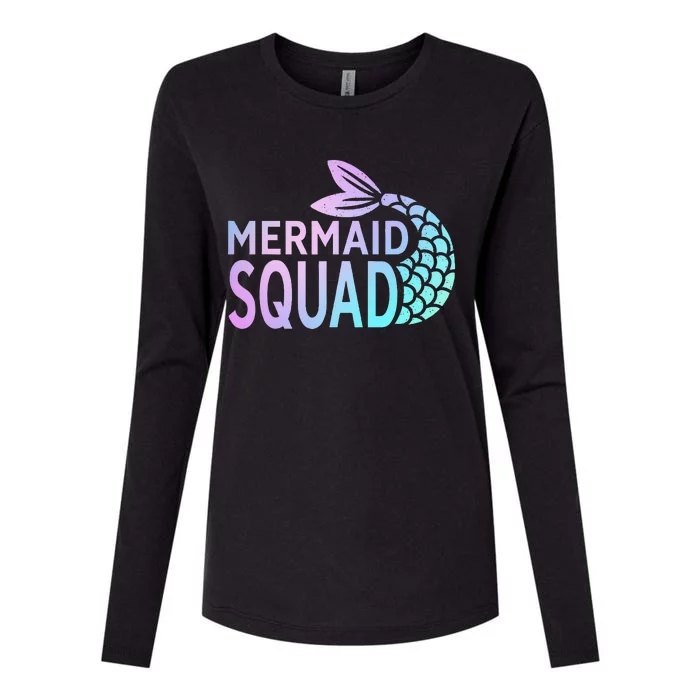 Mermaid Squad Birthday Squad for Party Mom Mama Womens Cotton Relaxed Long Sleeve T-Shirt