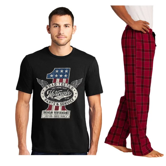 Motorcycle Shop Biker Usa Pride Pajama Set