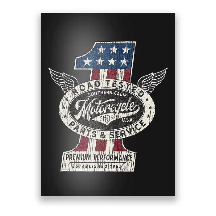 Motorcycle Shop Biker Usa Pride Poster