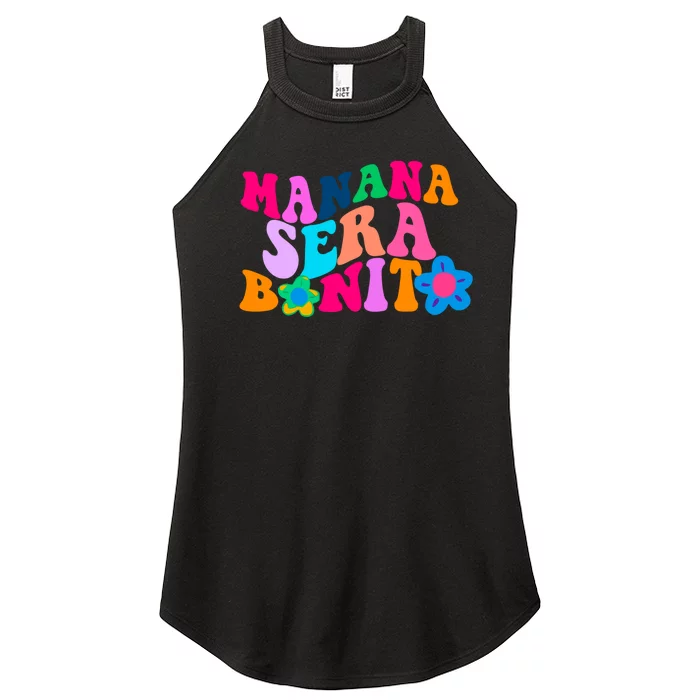 Manana Sera Bonito Words On Back Aesthetic Trendy Women’s Perfect Tri Rocker Tank