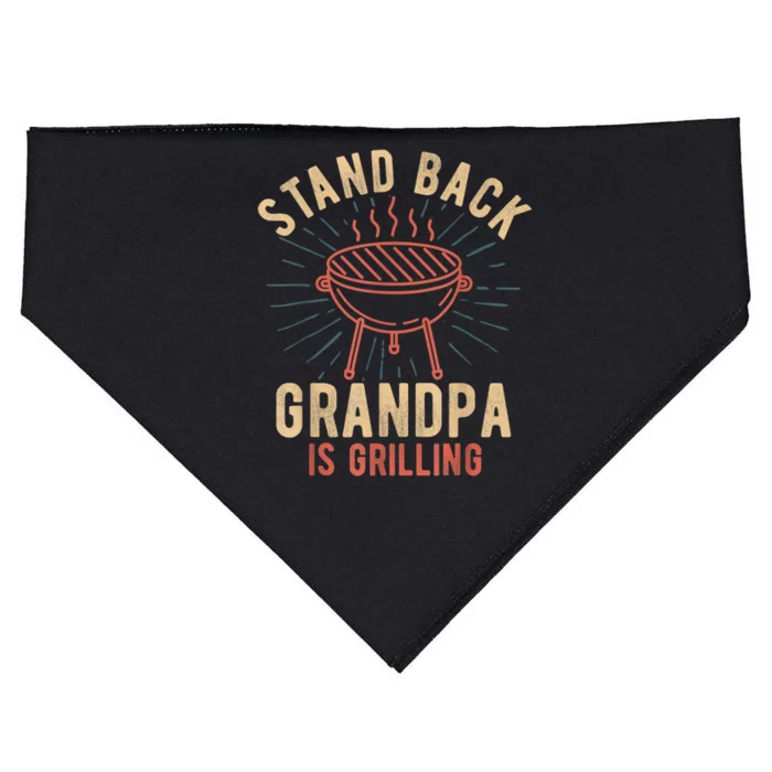 Mens Stand Back Grandpa Is Grilling Vintage For Him BBQ Fun USA-Made Doggie Bandana