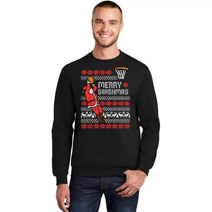 Merry Swishmas Basketball Ugly Christmas Xmas Sweatshirt