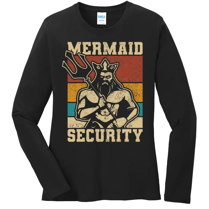 Mermaid Security Bday Costume Merman Birthday Ladies Long Sleeve Shirt