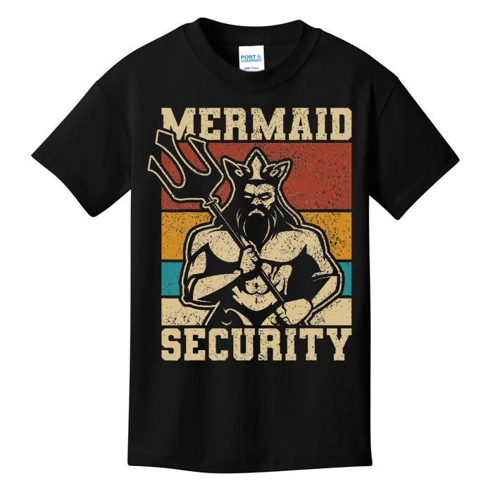 Mermaid Security Bday Costume Merman Birthday Kids T-Shirt