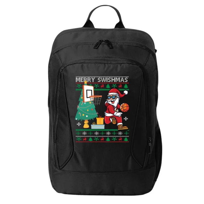 Merry Swishmas Basketball Ugly Christmas Sweater Gift City Backpack