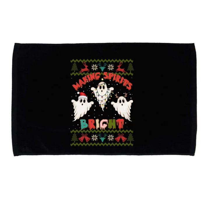 Making Spirits Bright Spooky Ugly Christmas Sweater Meaningful Gift Microfiber Hand Towel