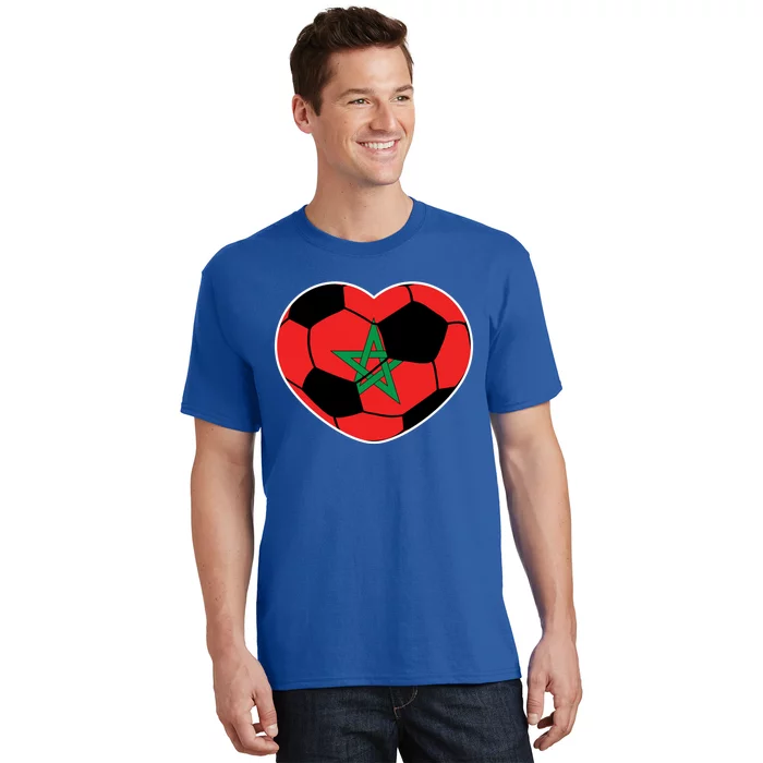 Morocco Soccer Ball Heart Gift Moroccan Football Soccer Gift T-Shirt