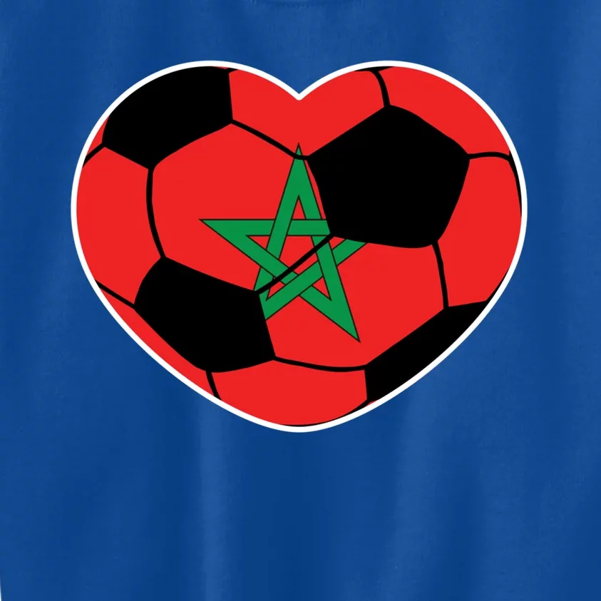 Morocco Soccer Ball Heart Gift Moroccan Football Soccer Gift Kids Sweatshirt