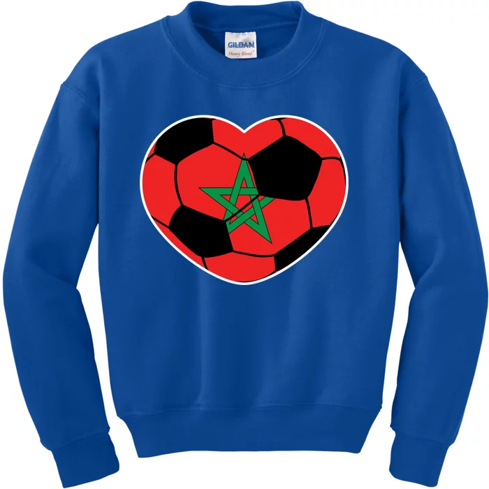 Morocco Soccer Ball Heart Gift Moroccan Football Soccer Gift Kids Sweatshirt