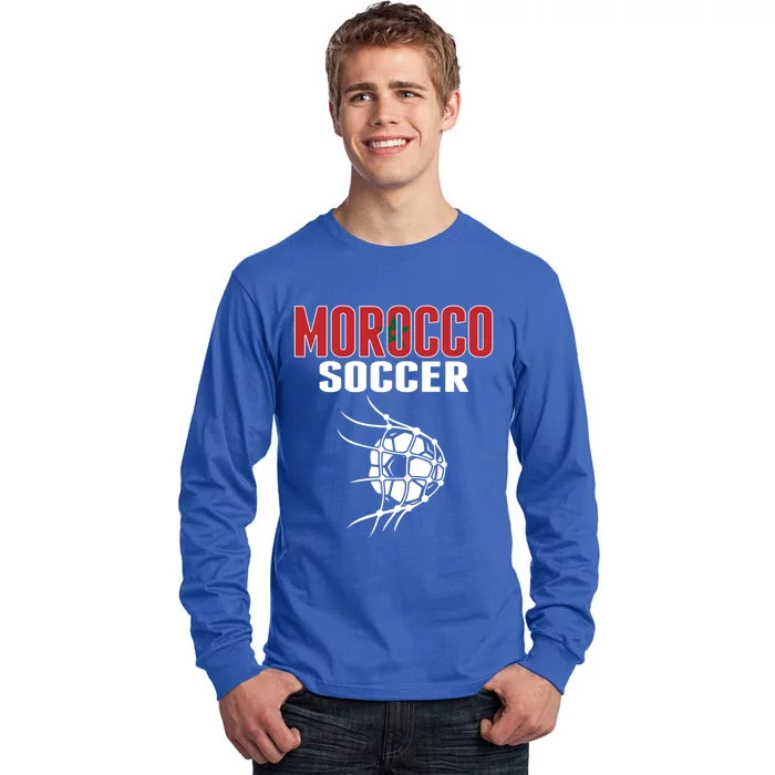 Morocco Soccer Ball In Net Funny Gift Moroccan Football Supporters Gift Tall Long Sleeve T-Shirt