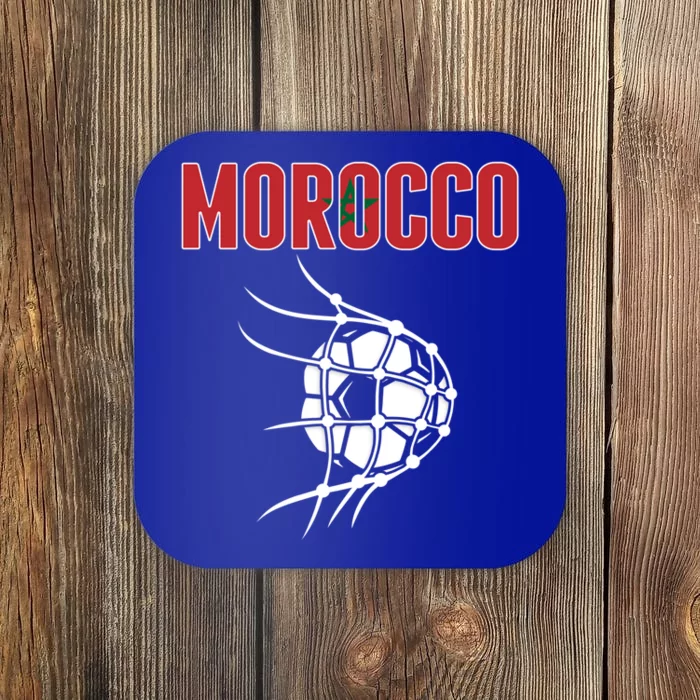 Morocco Soccer Ball In Net Great Gift Support Moroccan Football Team Gift Coaster