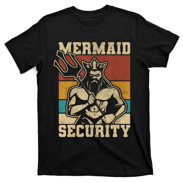 Mermaid Security Bday Costume Merman Birthday Party Outfit T-Shirt