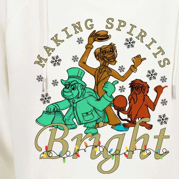 Making Spirits Bright Christmas Haunted Mansion Christmas Womens Funnel Neck Pullover Hood