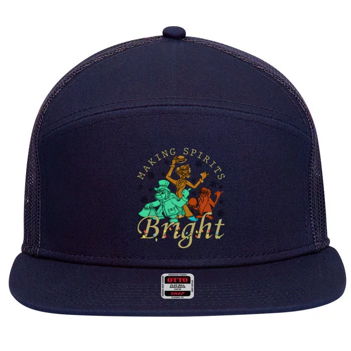 Making Spirits Bright Christmas Haunted Mansion Christmas 7 Panel Mesh Trucker Snapback Hat