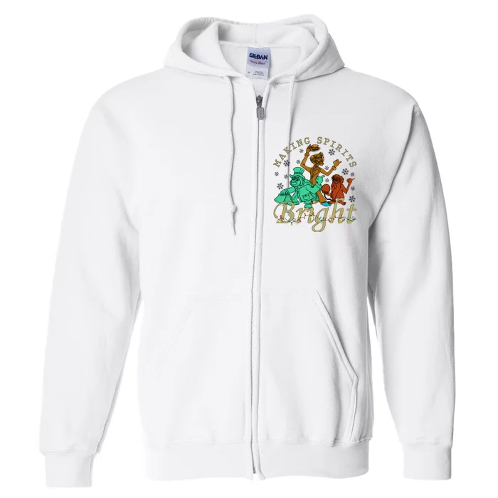 Making Spirits Bright Christmas Haunted Mansion Christmas Full Zip Hoodie