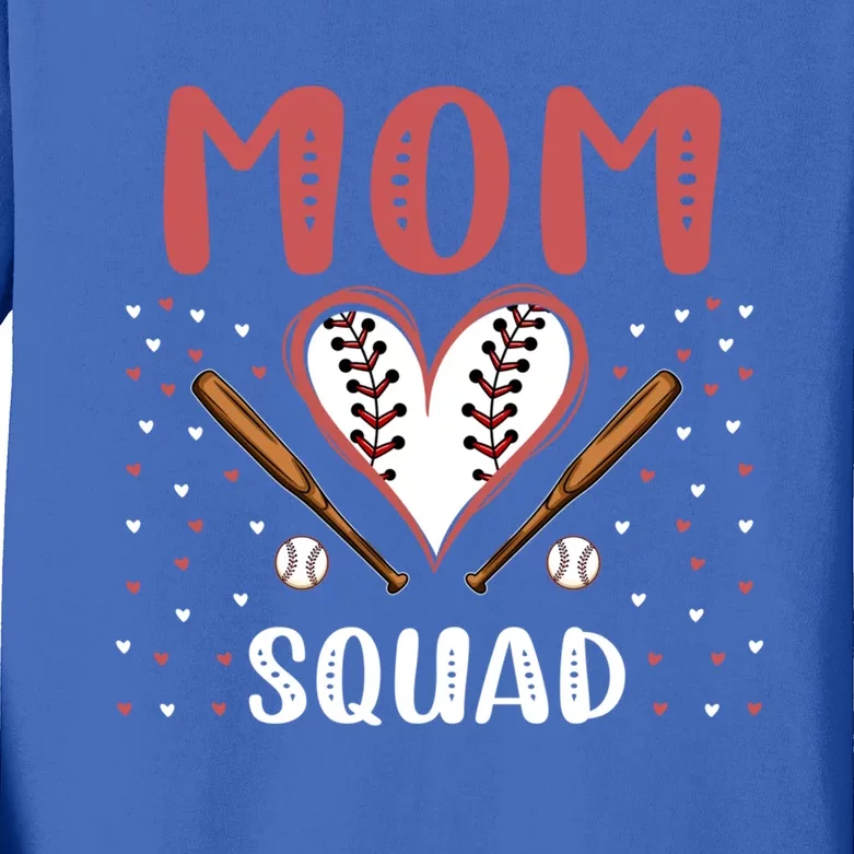 Mom Squad Baseball Funny Practice Game Sports Gift Kids Long Sleeve Shirt