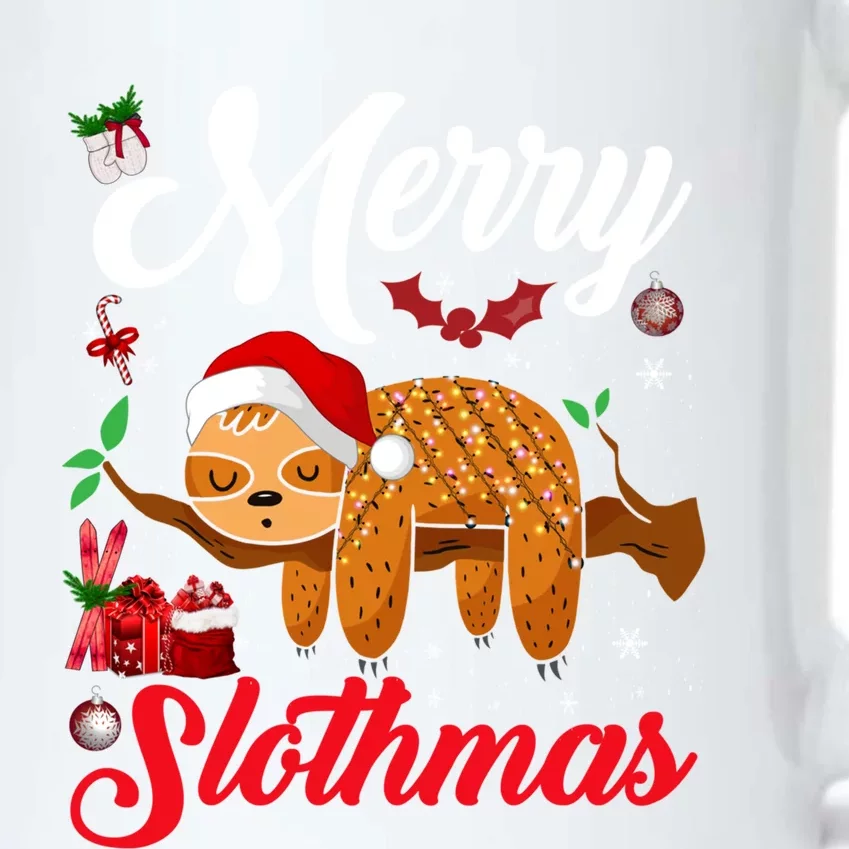 Merry Slothmas Cute Christmas Pajama Santa Sloth Lover Gift Black Color Changing Mug