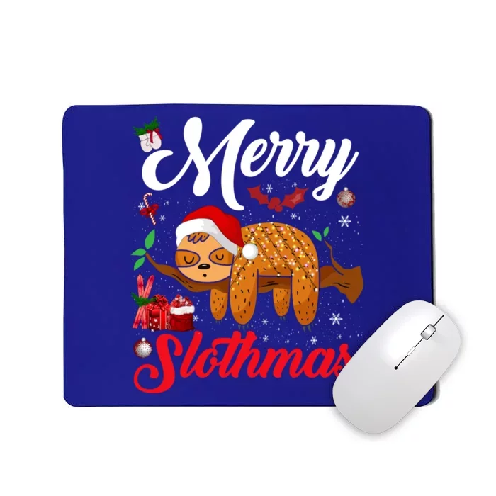 Merry Slothmas Cute Christmas Pajama Santa Sloth Lover Gift Mousepad