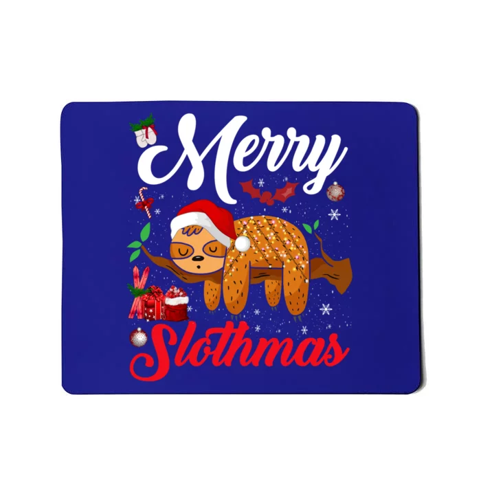 Merry Slothmas Cute Christmas Pajama Santa Sloth Lover Gift Mousepad