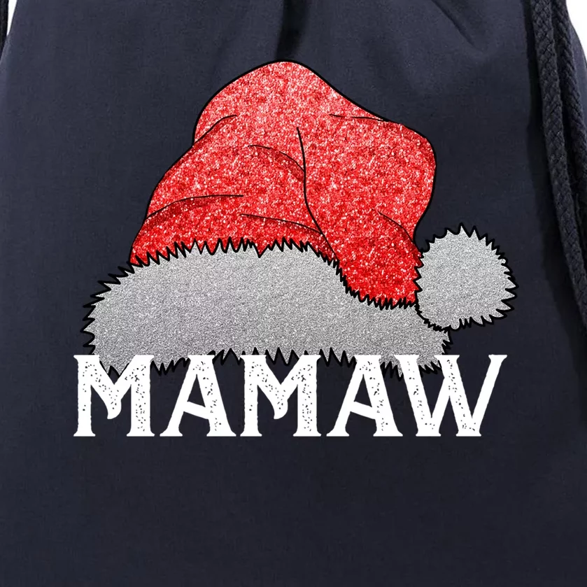 Mamaw Santa Claus Hat Christmas Matching Family Group Pajama Cute Gift Drawstring Bag