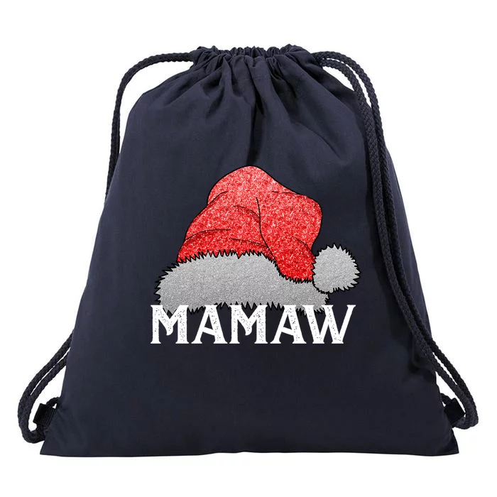 Mamaw Santa Claus Hat Christmas Matching Family Group Pajama Cute Gift Drawstring Bag