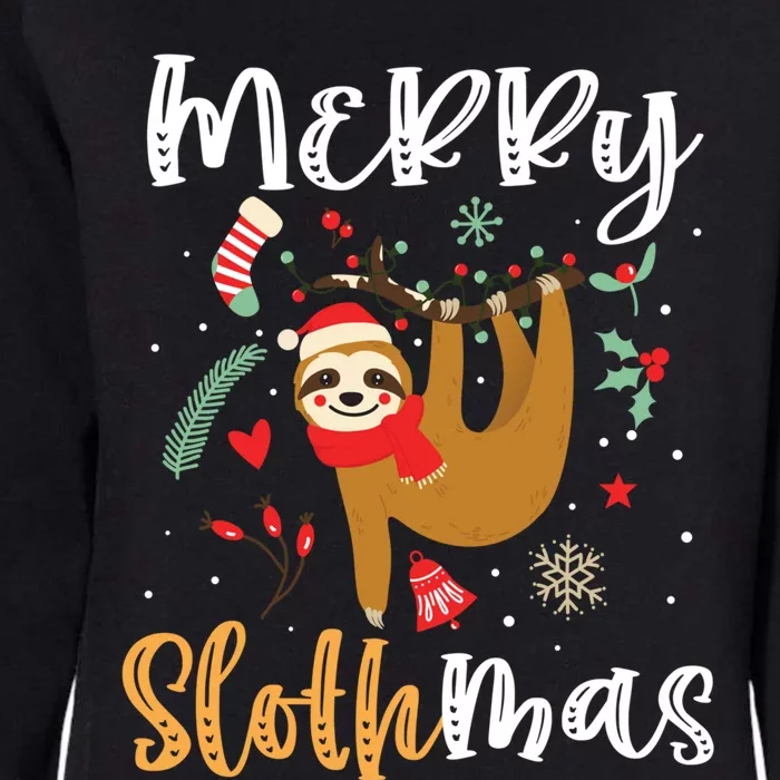 Merry Slothmas Cute Christmas Pajama Sloth Lovers Gift Womens California Wash Sweatshirt