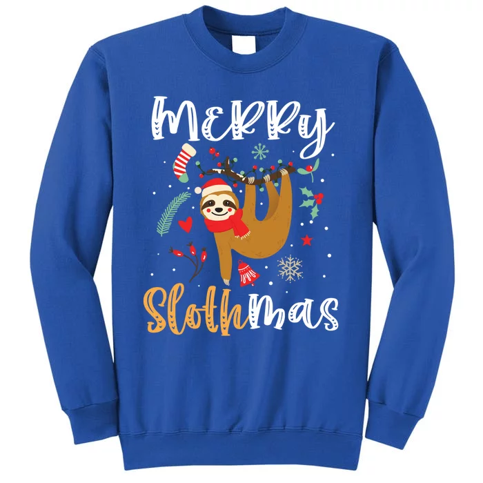 Merry Slothmas Cute Christmas Pajama Sloth Lovers Gift Tall Sweatshirt