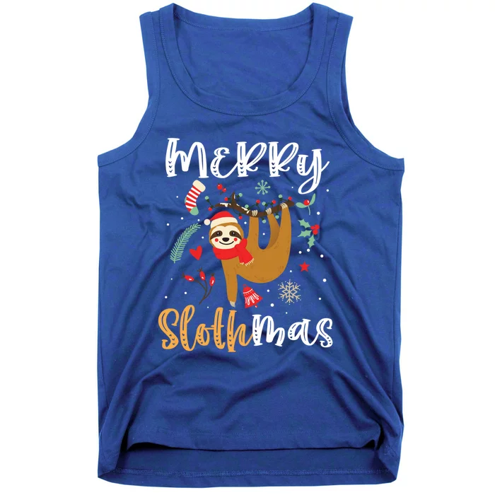 Merry Slothmas Cute Christmas Pajama Sloth Lovers Gift Tank Top