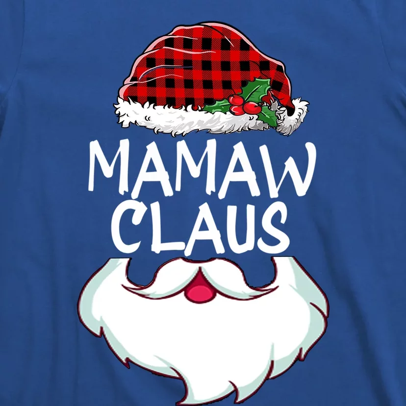 Mamaw Santa Claus Red Plaid Funny Family Christmas Pajamas Cute Gift T-Shirt