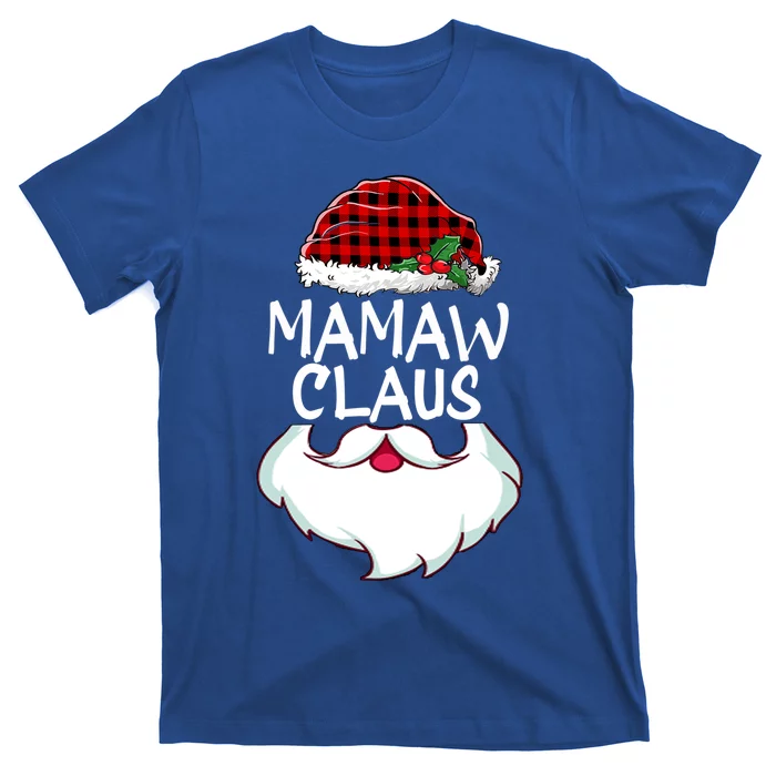 Mamaw Santa Claus Red Plaid Funny Family Christmas Pajamas Cute Gift T-Shirt