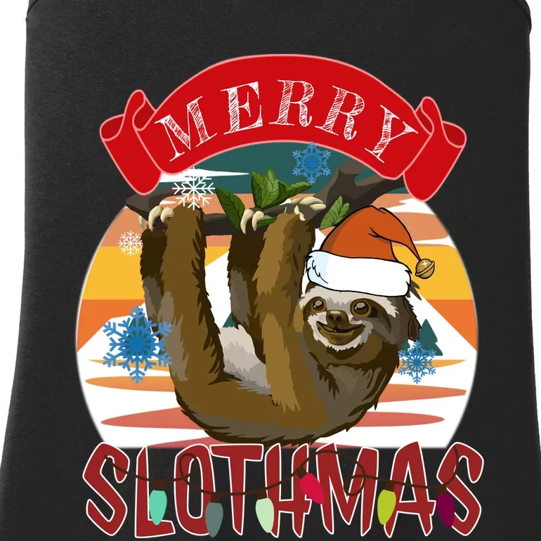 Merry Slothmas Christmas Pajama Gift Funny Sloth Lovers Gift Ladies Essential Tank