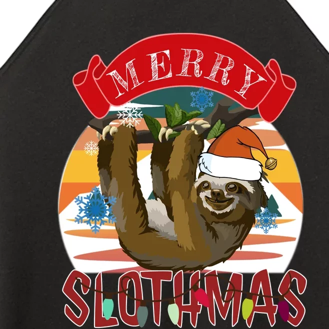 Merry Slothmas Christmas Pajama Gift Funny Sloth Lovers Gift Women’s Perfect Tri Rocker Tank