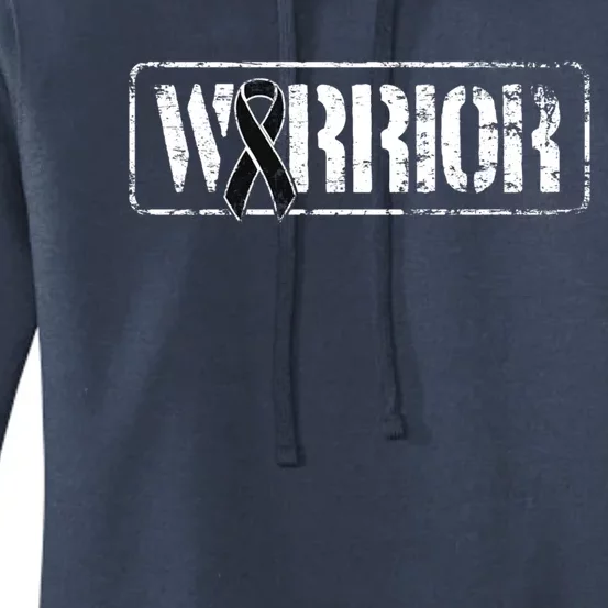 Melanoma Skin Cancer Warrior Gift Black Military Style Ribbon Funny Gift Women's Pullover Hoodie