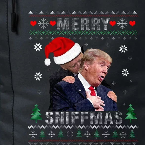 Merry Sniffmas Christmas Anti Biden Ugly Christmas Sweater Daily Commute Backpack