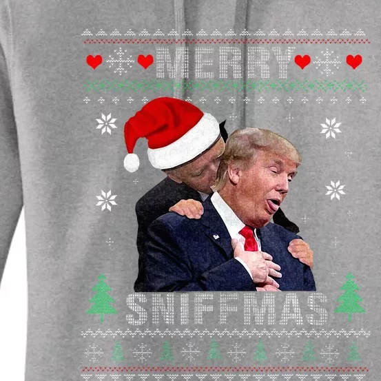 Merry Sniffmas Christmas Anti Biden Ugly Christmas Sweater Women's Pullover Hoodie