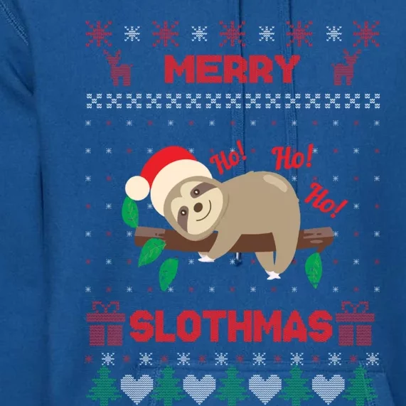 Merry Slothmas Christmas Funny Sloth Xmas Design Funny Gift Premium Hoodie