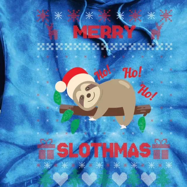 Merry Slothmas Christmas Funny Sloth Xmas Design Funny Gift Tie Dye Hoodie