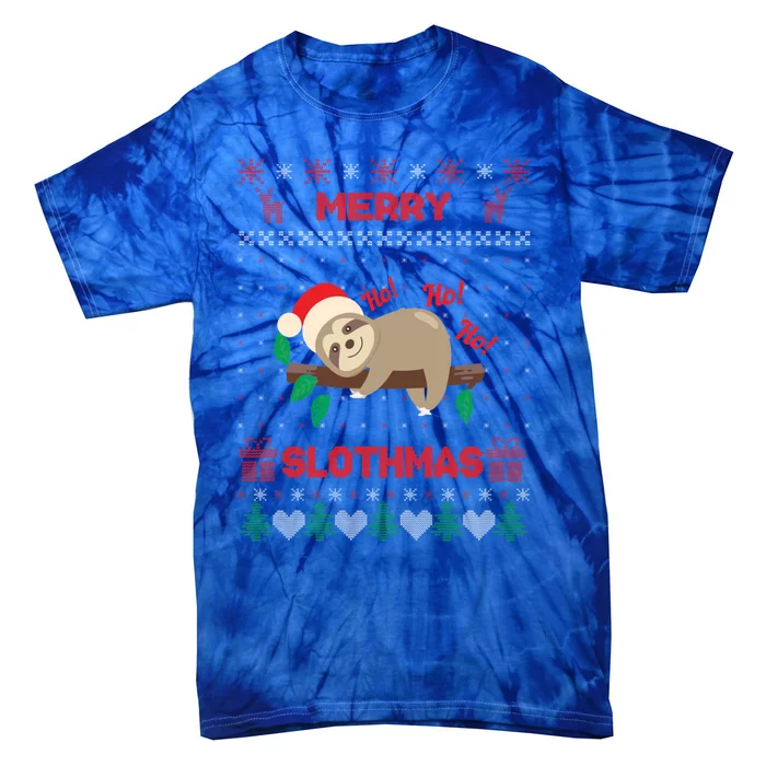 Merry Slothmas Christmas Funny Sloth Xmas Design Funny Gift Tie-Dye T-Shirt