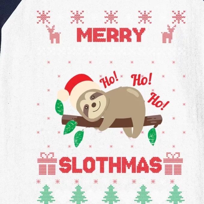 Merry Slothmas Christmas Funny Sloth Xmas Design Funny Gift Baseball Sleeve Shirt