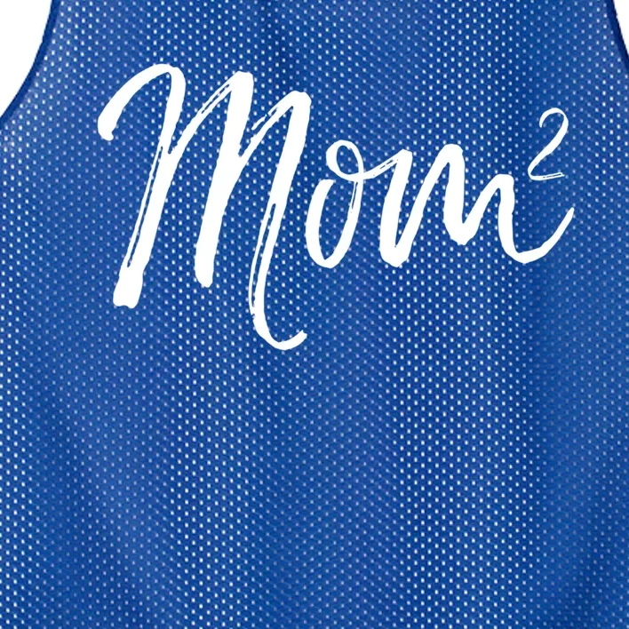 Mom Squared Cute Twin Mom Second Announcet Mom^2 Gift Mesh Reversible Basketball Jersey Tank