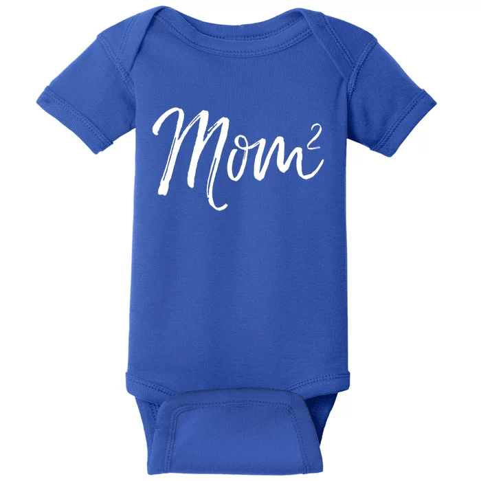 Mom Squared Cute Twin Mom Second Announcet Mom^2 Gift Baby Bodysuit