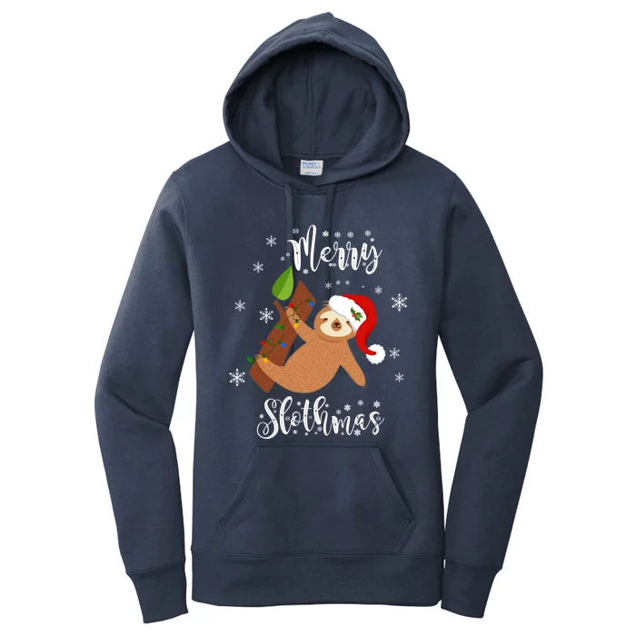 Merry Slothmas Christmas Pajama For Sloth Lovers Gift Women's Pullover Hoodie