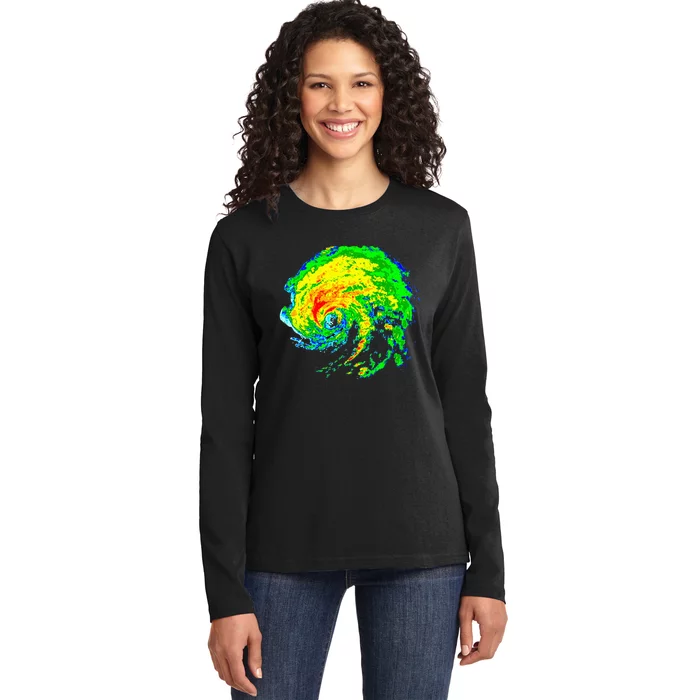 Meteorologist Storm Chasing Weather Radar Image Ladies Long Sleeve Shirt