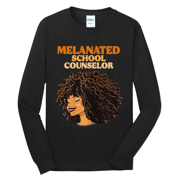 Melanated School Counselor Black Educators History Month Tall Long Sleeve T-Shirt