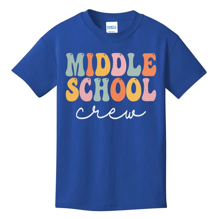 Middle School Crew Retro Groovy Vintage First Day Of School Kids T-Shirt