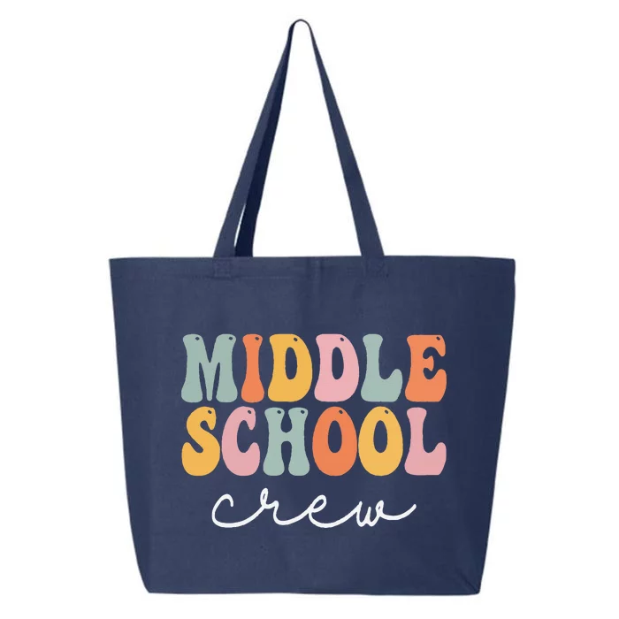 Middle School Crew Retro Groovy Vintage First Day Of School 25L Jumbo Tote